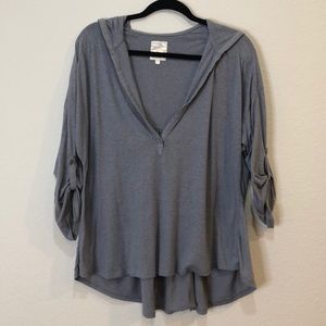 Relaxed fit top with hood